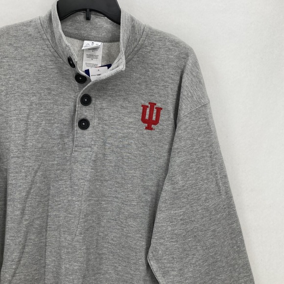Indiana Hoosiers Shirt Mens XL Gray NCAA Basketball Henley Button Up Champion - Picture 2 of 14